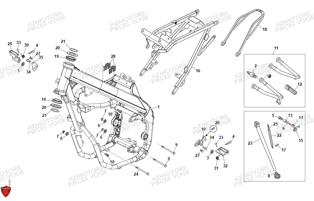 Chassis VENT Pièces Vent Enduro BAJA RR 50cc - 2024 (VERSION FOURCHE ALUMINIUM)