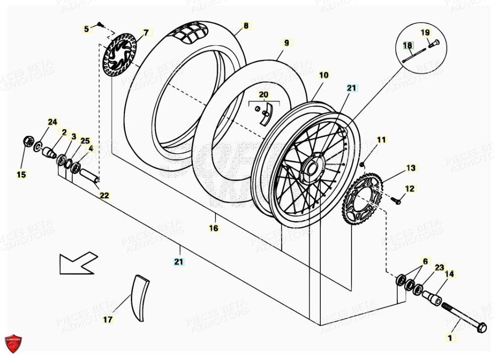 Roue Arriere BETA Pièces Alp 200cc [2008-2011]