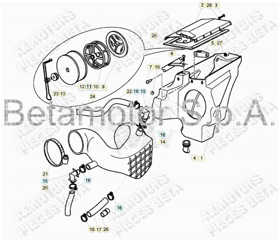 FILTRE A AIR pour BETA-ALP-200-18