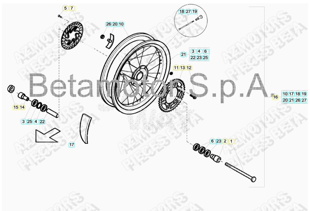 ROUE ARRIERE BETA BETA ALP 200 18