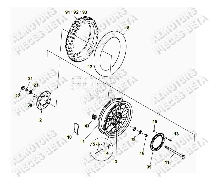 Roue Arriere BETA Pièces ALP 4.0 350cc [2007-2013]