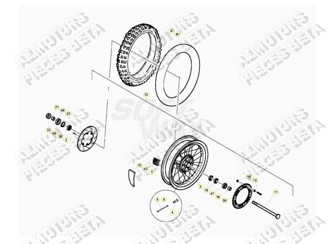 ROUE ARRIERE BETA BETA ALP 350 14 15