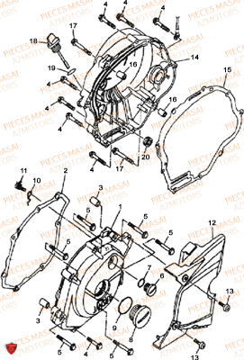 Caches Carters MASAI Pièces Moto BLACK ROD 125cc