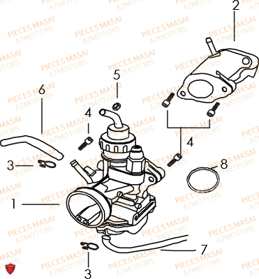 Carburateur MASAI Pièces Moto BLACK ROD 125cc