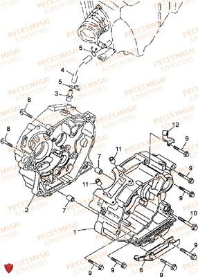 Carter Moteur MASAI Pièces Moto BLACK ROD 125cc