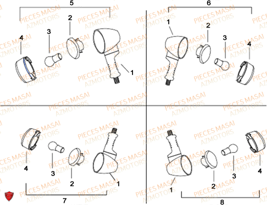 Clignotants MASAI Pièces Moto BLACK ROD 125cc