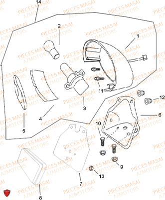 Eclairage Arriere MASAI Pièces Moto BLACK ROD 125cc