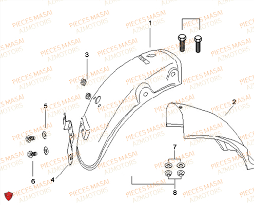 Garde Boue Arriere MASAI Pièces Moto BLACK ROD 125cc