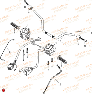 Guidon MASAI Pièces Moto BLACK ROD 125cc