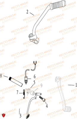 PEDALE FREIN MASAI BLACK ROD 125