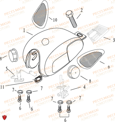 Reservoir MASAI Pièces Moto BLACK ROD 125cc