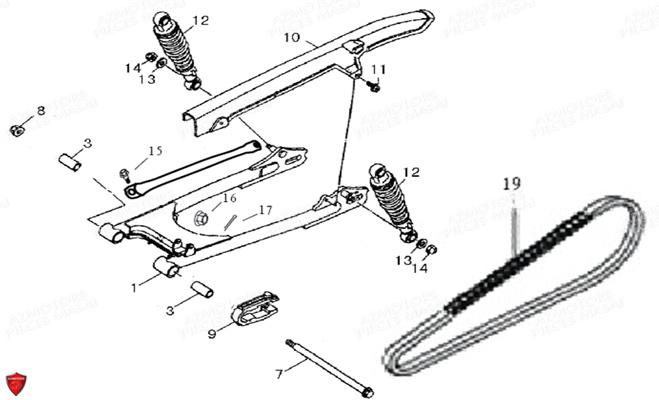 BRAS OSCILLANT-SUSPENSION ARRIERE pour BLACK ROD 125 II