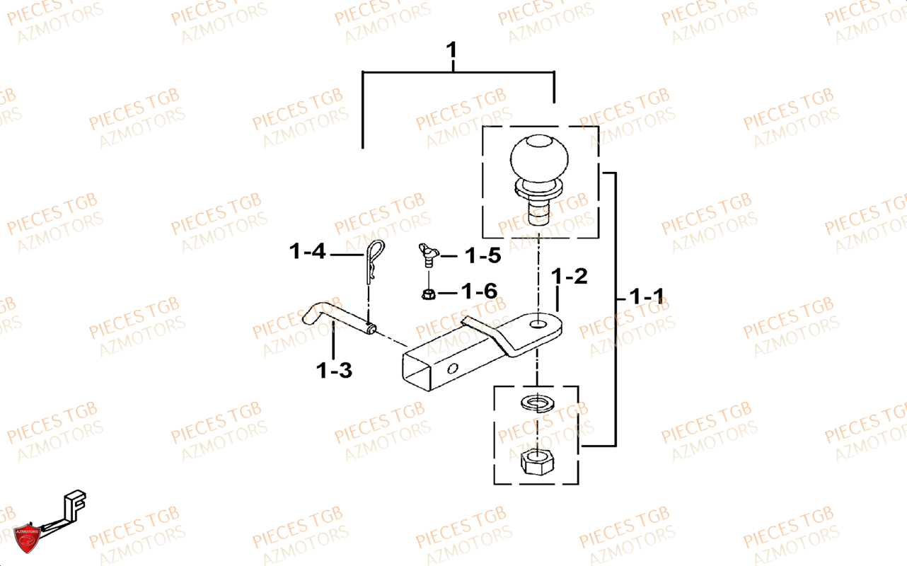 Attelage (option) TGB Pieces TGB BLADE 1000 LTX ABS (No Serie RFCETTTBG.. Type: ETT-JJ)