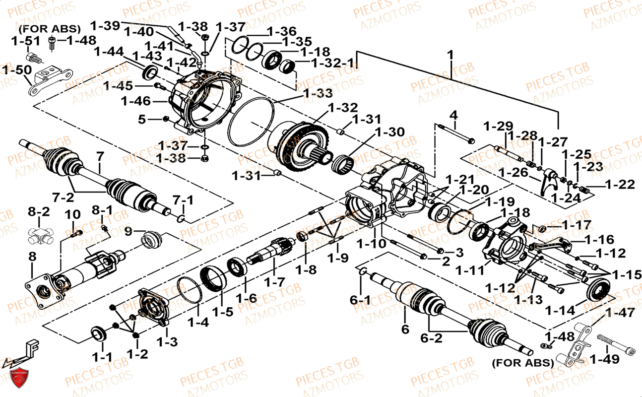 Differentiel Arriere TGB Pieces TGB BLADE 1000 LTX ABS (No Serie RFCETTTBG.. Type: ETT-JJ)