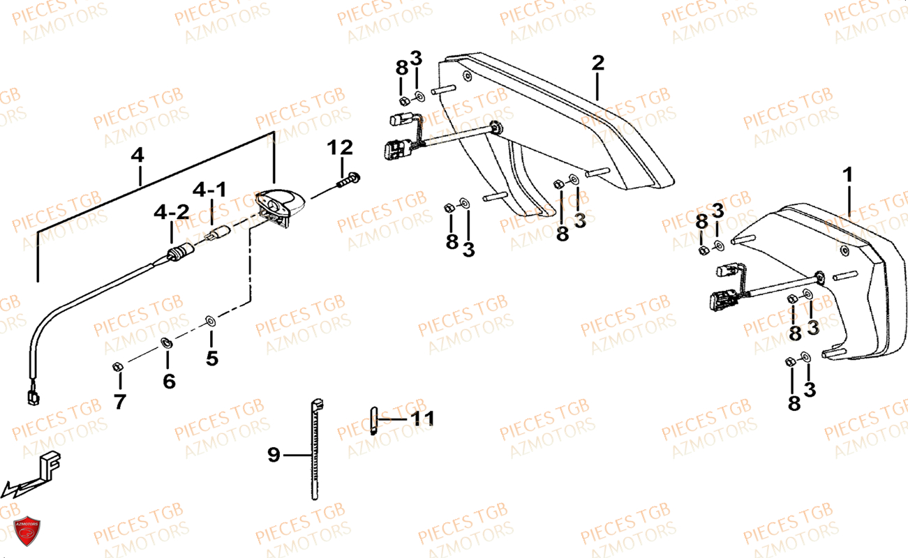 Eclairage Arriere (led) TGB Pieces TGB BLADE 1000 LTX ABS (No Serie RFCETTTBG.. Type: ETT-JJ)