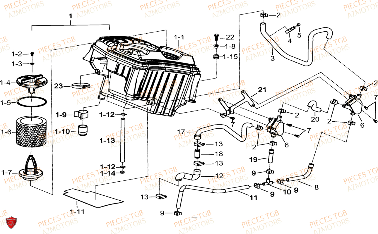 Filtre A Air TGB Pieces TGB BLADE 1000 LTX ABS (No Serie RFCETTTBG.. Type: ETT-JJ)