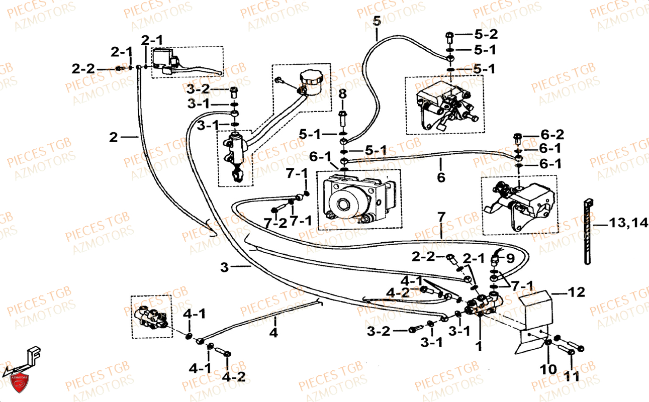 Frein Arriere (modele Abs) TGB Pieces TGB BLADE 1000 LTX ABS (No Serie RFCETTTBG.. Type: ETT-JJ)