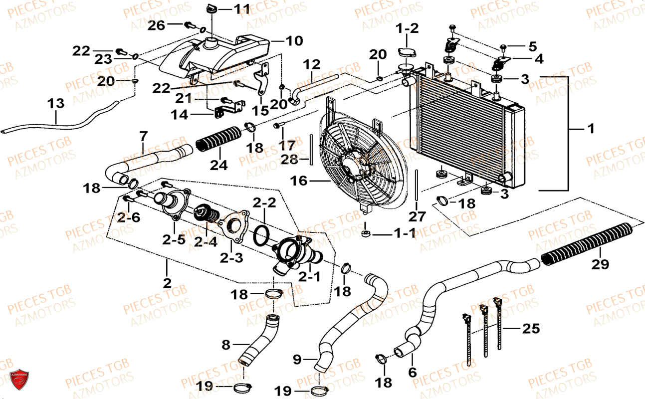 Refroidissement TGB Pieces TGB BLADE 1000 LTX ABS (No Serie RFCETTTBG.. Type: ETT-JJ)