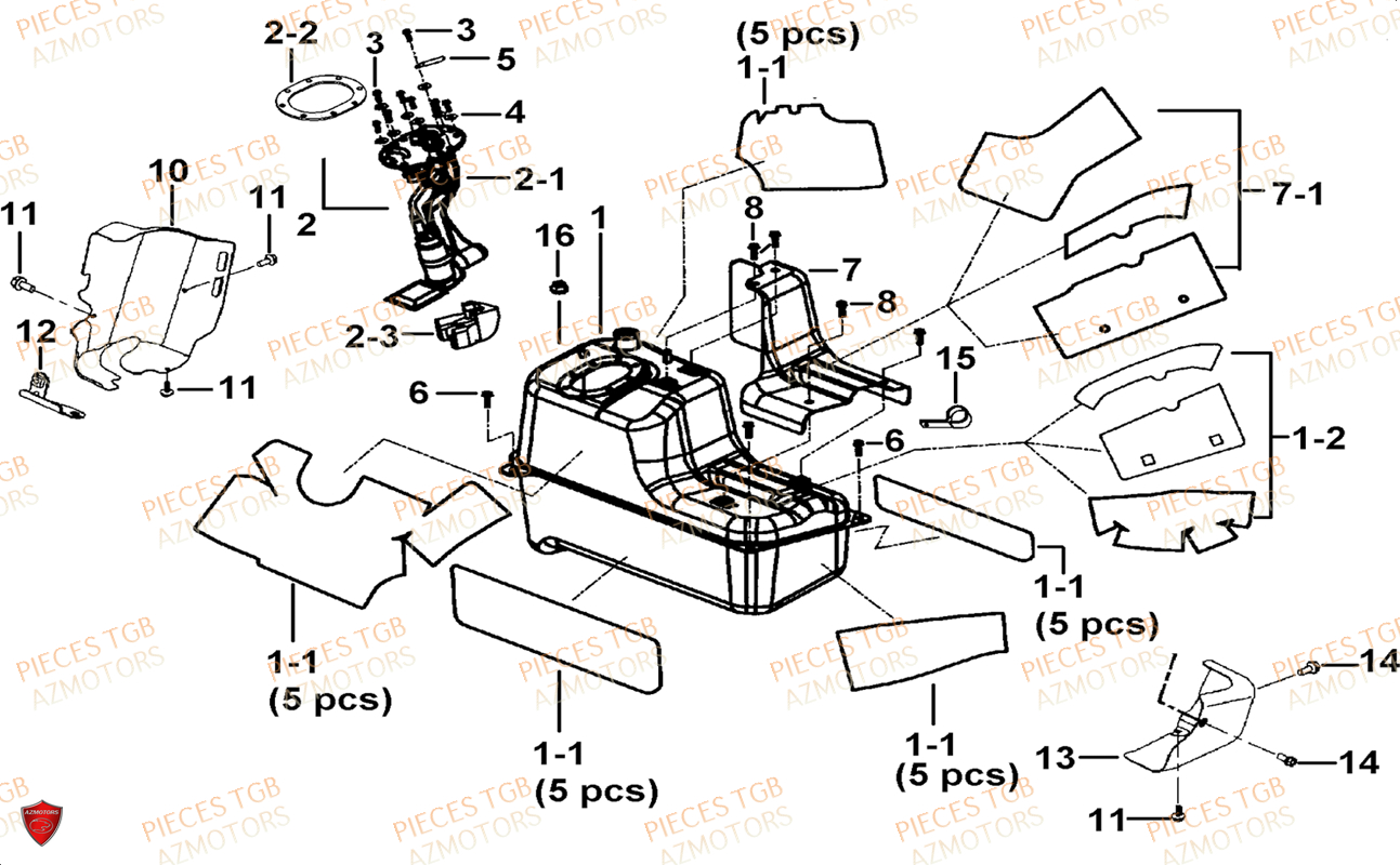 Reservoir Et Isolants TGB Pieces TGB BLADE 1000 LTX ABS (No Serie RFCETTTBG.. Type: ETT-JJ)