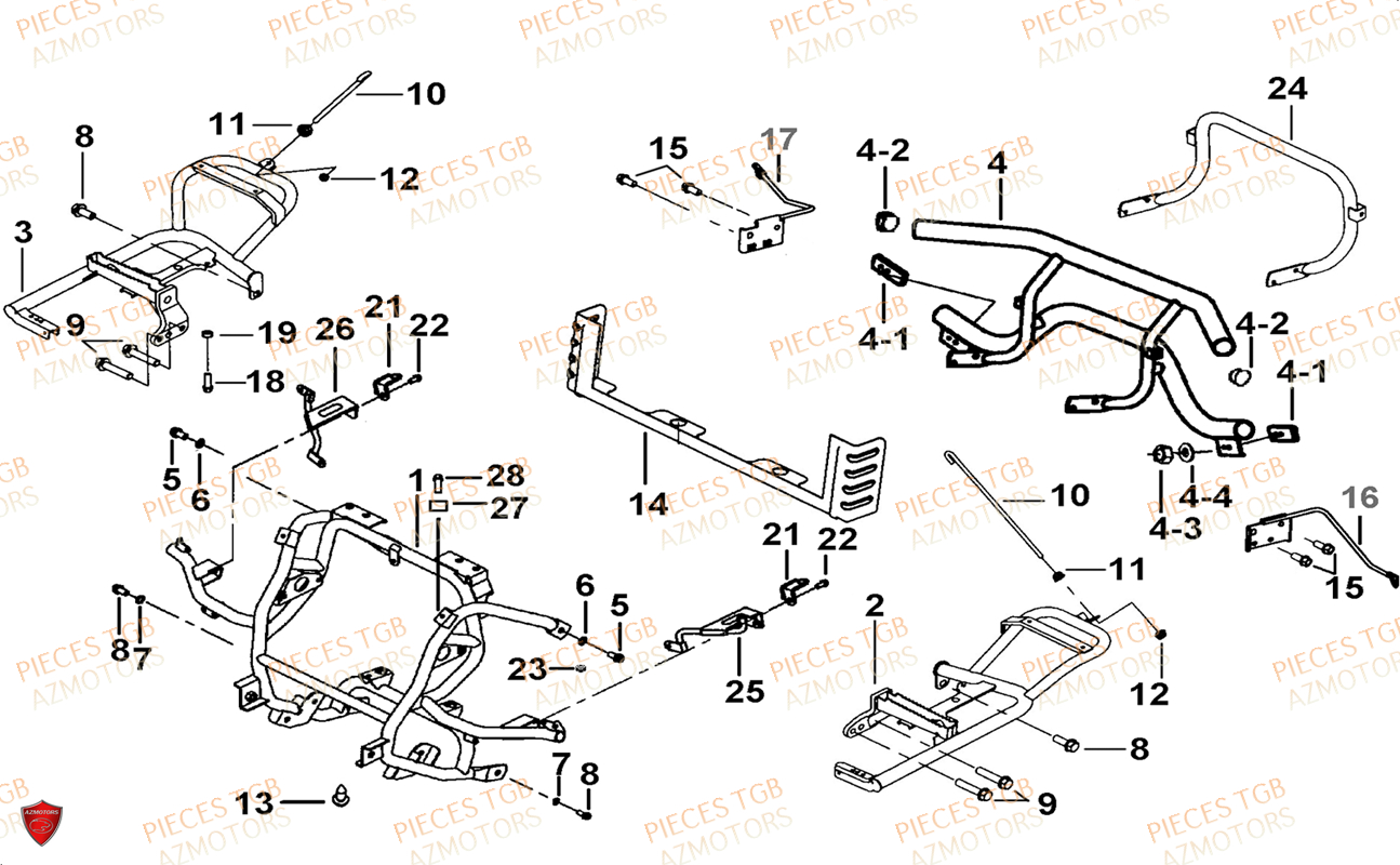 Support Pare Chocs TGB Pieces TGB BLADE 1000 LTX ABS (No Serie RFCETTTBG.. Type: ETT-JJ)