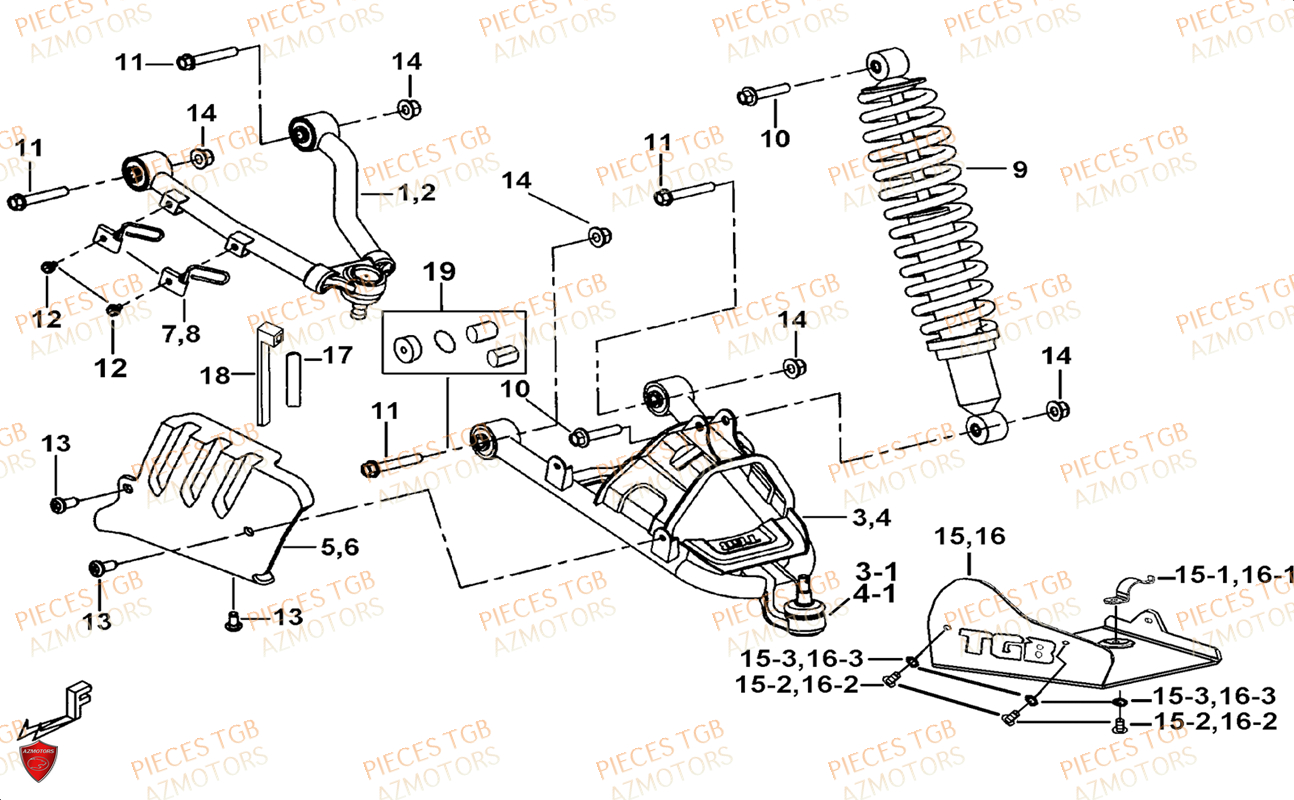 Suspension Avant TGB Pieces TGB BLADE 1000 LTX ABS (No Serie RFCETTTBG.. Type: ETT-JJ)