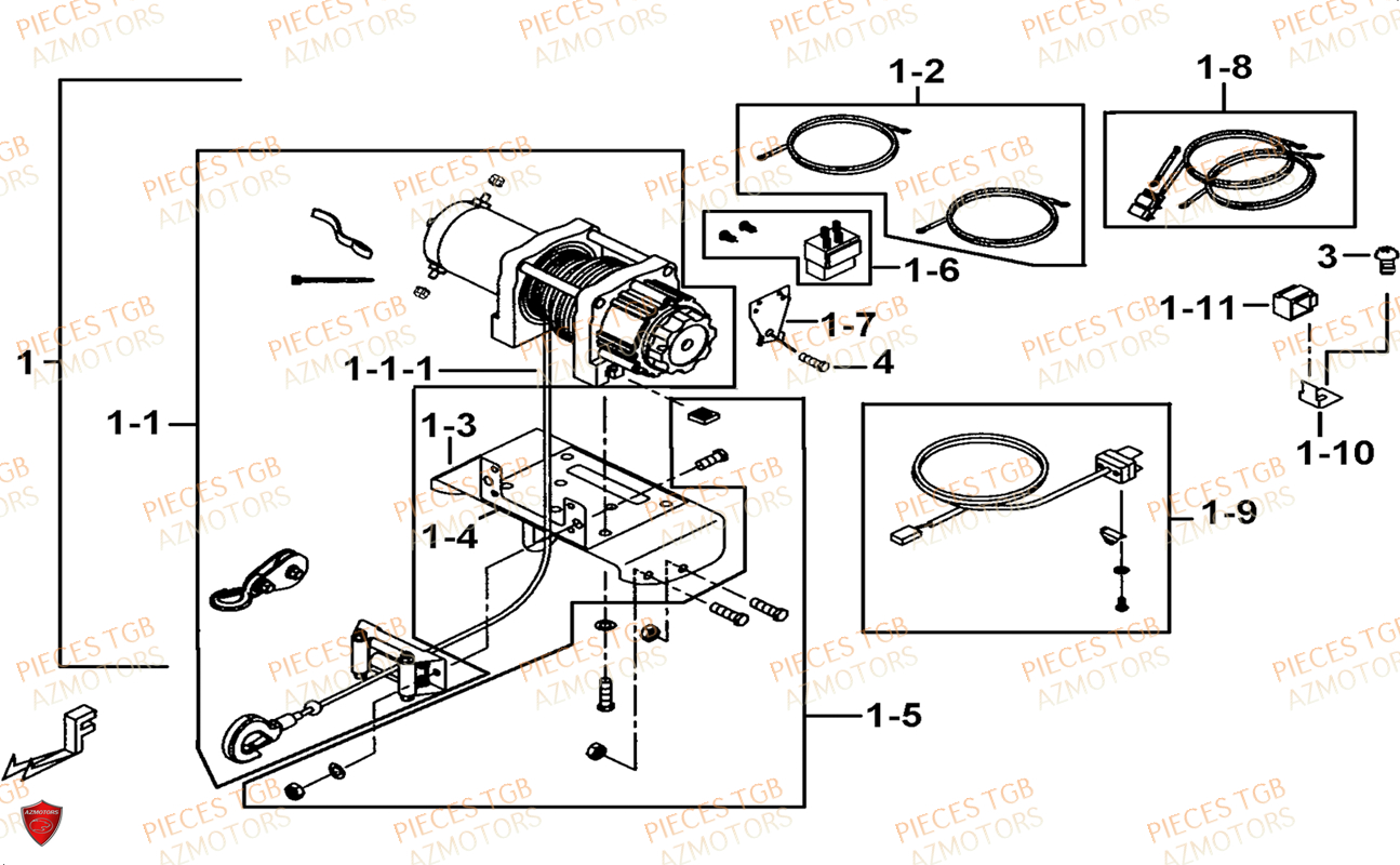 Treuil (option) TGB Pieces TGB BLADE 1000 LTX ABS (No Serie RFCETTTBG.. Type: ETT-JJ)