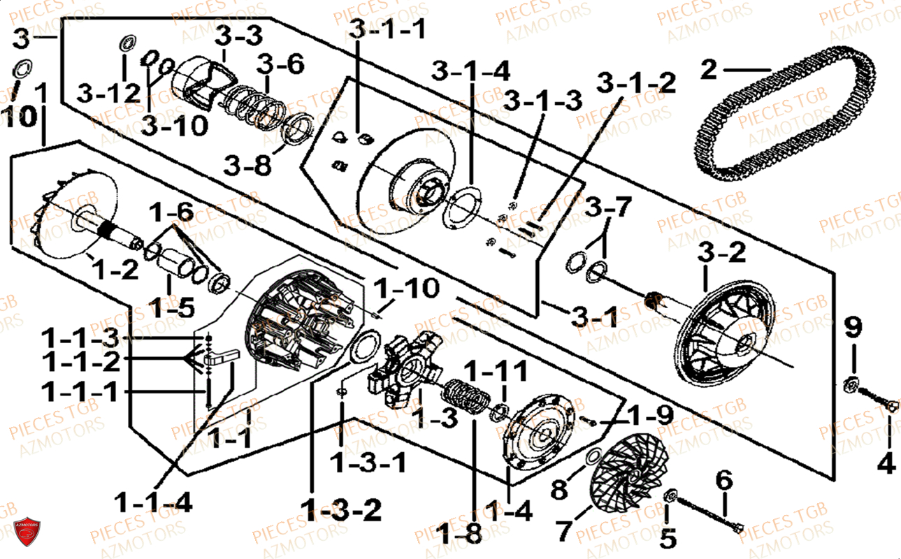 Variateur TGB Pieces TGB BLADE 1000 LTX ABS (No Serie RFCETTTBG.. Type: ETT-JJ)