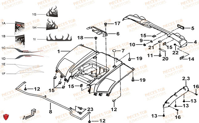 Carrosserie Arriere TGB Pieces TGB BLADE 250 LE E LIMITED ED
(No serie RFCFCBFCA.... Type FCB)