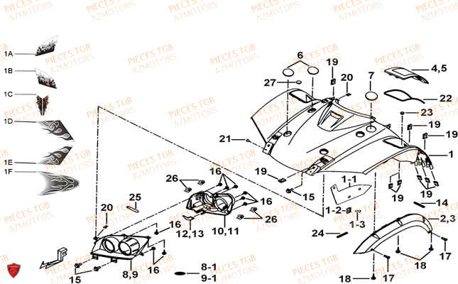 Carrosserie Avant TGB Pieces TGB BLADE 250 LE E LIMITED ED
(No serie RFCFCBFCA.... Type FCB)