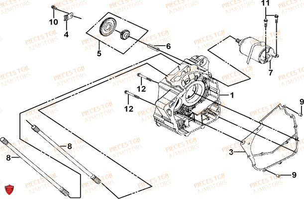 Carter Moteur Droit TGB Pieces TGB BLADE 250 LE E LIMITED ED
(No serie RFCFCBFCA.... Type FCB)