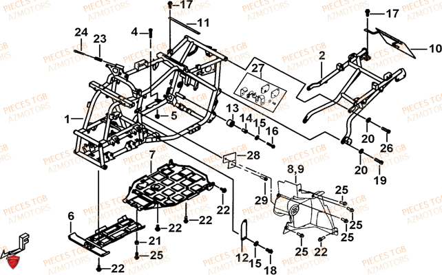 Chassis TGB Pieces TGB BLADE 250 LE E LIMITED ED
(No serie RFCFCBFCA.... Type FCB)