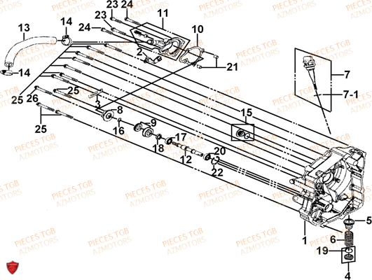 Couvercle Carter Moteur Droit TGB Pieces TGB BLADE 250 LE E LIMITED ED
(No serie RFCFCBFCA.... Type FCB)