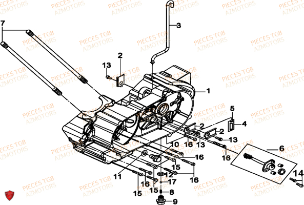 Couvercle Carter Moteur Gauche TGB Pieces TGB BLADE 250 LE E LIMITED ED
(No serie RFCFCBFCA.... Type FCB)