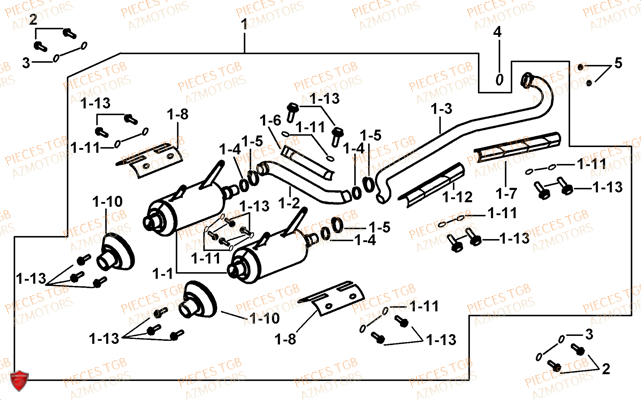 Echappement TGB Pieces TGB BLADE 250 LE E LIMITED ED
(No serie RFCFCBFCA.... Type FCB)