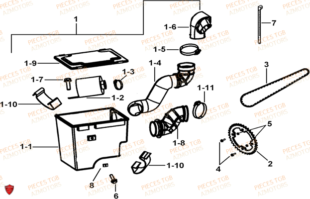 Filtre A Air TGB Pieces TGB BLADE 250 LE E LIMITED ED
(No serie RFCFCBFCA.... Type FCB)