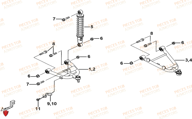 Suspension Avant TGB Pieces TGB BLADE 250 LE E LIMITED ED
(No serie RFCFCBFCA.... Type FCB)