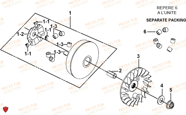 Variateur TGB Pieces TGB BLADE 250 LE E LIMITED ED
(No serie RFCFCBFCA.... Type FCB)