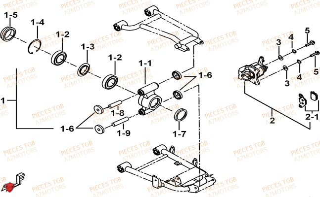 Axe Arriere TGB Pieces TGB BLADE 500 SL 4x4 2016 (No serie RFCFBGFTL.... Type FTG-D)