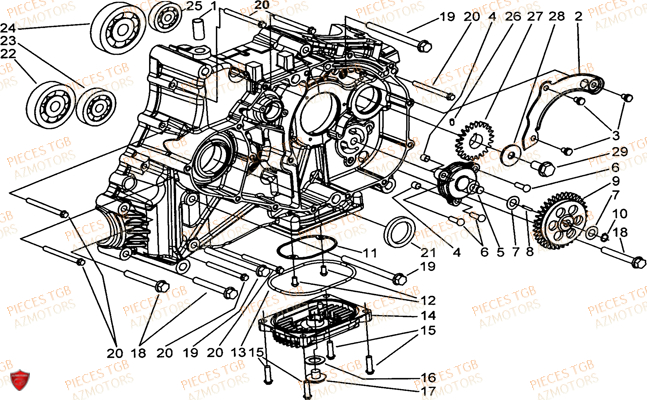 Carter Moteur Droit TGB Pieces TGB BLADE 500 SL 4x4 2016 (No serie RFCFBGFTL.... Type FTG-D)