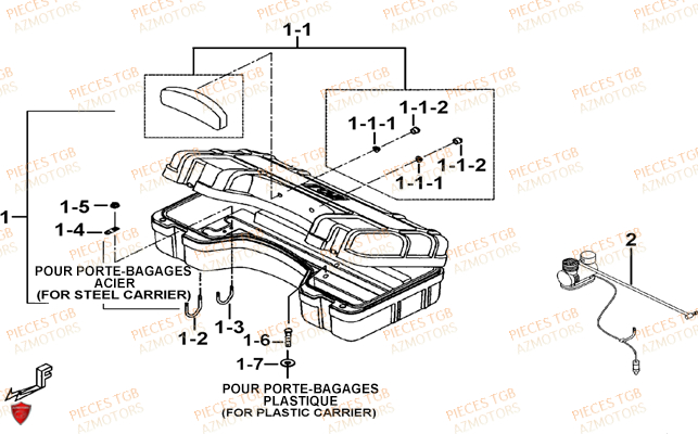 Coffre Arriere (option) TGB Pieces TGB BLADE 500 SL 4x4 2016 (No serie RFCFBGFTL.... Type FTG-D)