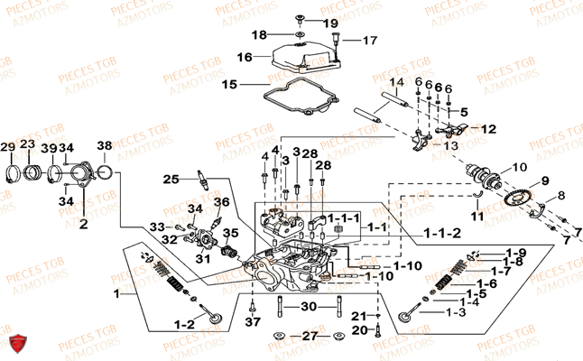 Culasse TGB Pieces TGB BLADE 500 SL 4x4 2016 (No serie RFCFBGFTL.... Type FTG-D)