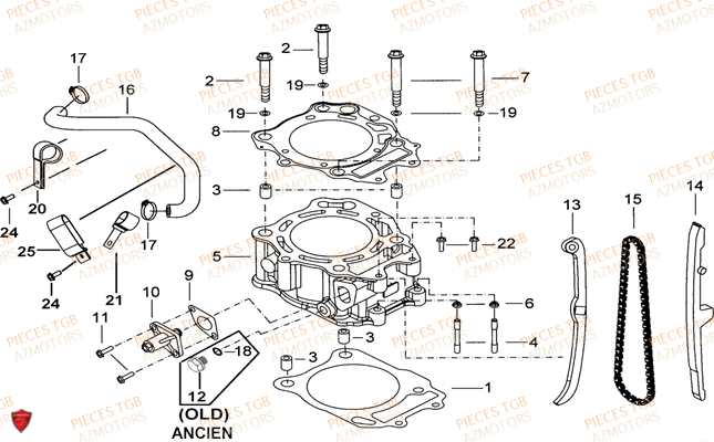 Cylindre TGB Pieces TGB BLADE 500 SL 4x4 2016 (No serie RFCFBGFTL.... Type FTG-D)