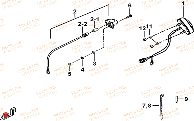 Eclairage Arriere TGB Pieces TGB BLADE 500 SL 4x4 2016 (No serie RFCFBGFTL.... Type FTG-D)