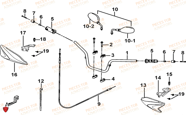 Guidon TGB Pieces TGB BLADE 500 SL 4x4 2016 (No serie RFCFBGFTL.... Type FTG-D)