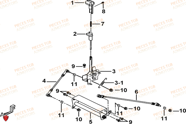 Levier De Vitesses TGB Pieces TGB BLADE 500 SL 4x4 2016 (No serie RFCFBGFTL.... Type FTG-D)