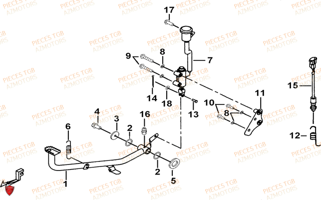 Pedale De Frein TGB Pieces TGB BLADE 500 SL 4x4 2016 (No serie RFCFBGFTL.... Type FTG-D)