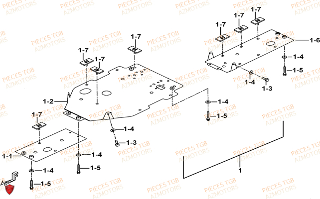 Protections Aluminium (option) TGB Pieces TGB BLADE 500 SL 4x4 2016 (No serie RFCFBGFTL.... Type FTG-D)