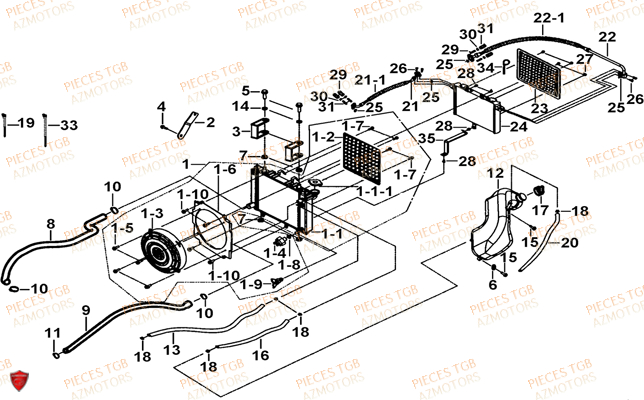 Refroidissement TGB Pieces TGB BLADE 500 SL 4x4 2016 (No serie RFCFBGFTL.... Type FTG-D)