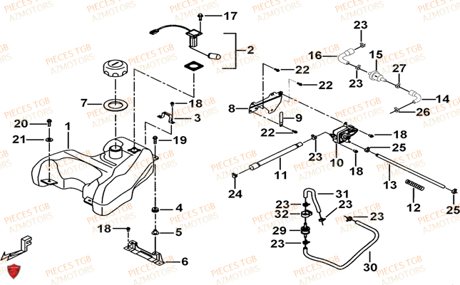 Reservoir TGB Pieces TGB BLADE 500 SL 4x4 2016 (No serie RFCFBGFTL.... Type FTG-D)