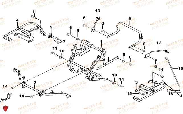 Support Pare Chocs TGB Pieces TGB BLADE 500 SL 4x4 2016 (No serie RFCFBGFTL.... Type FTG-D)